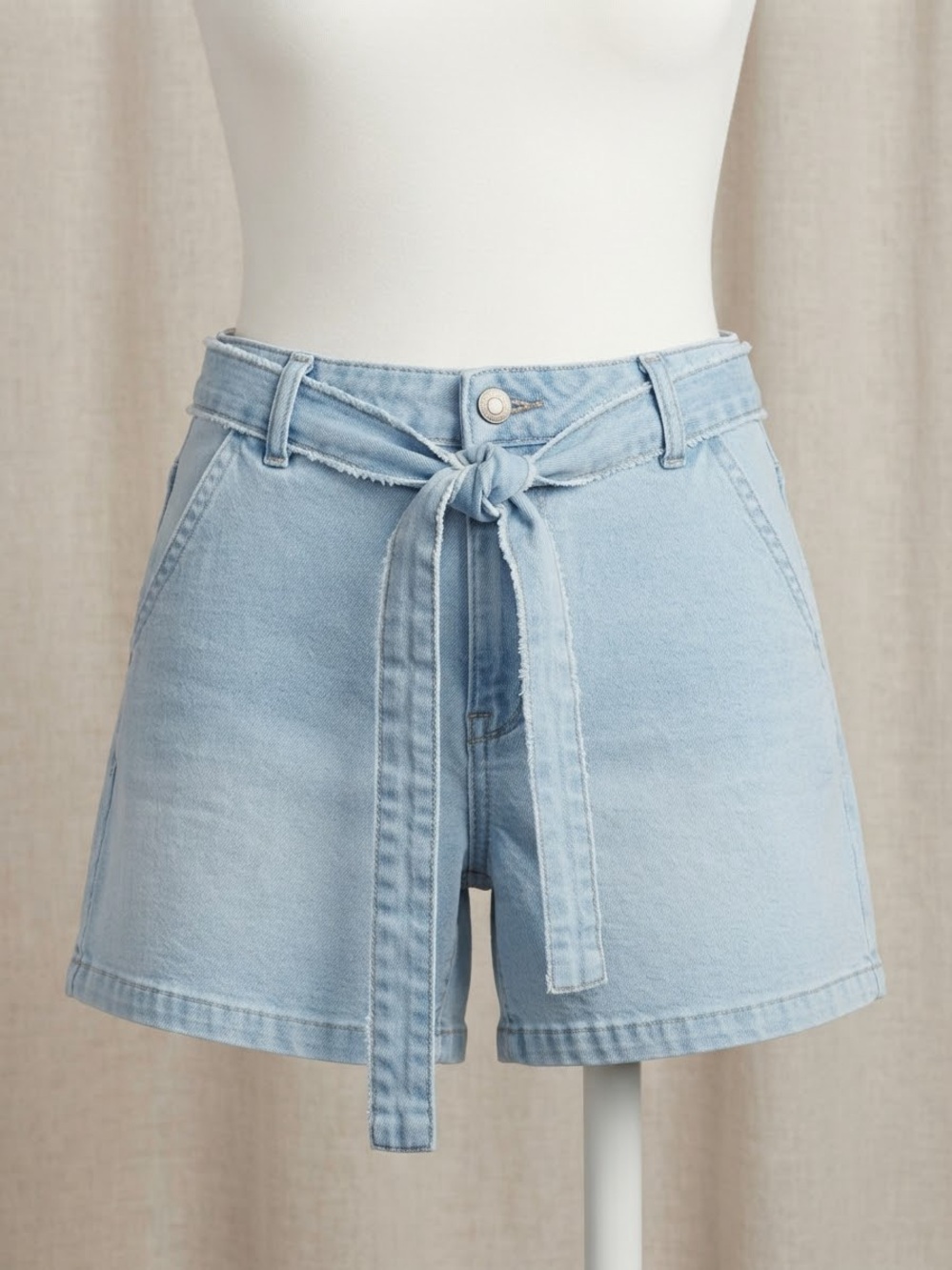 Tommy Hilfiger Light Blue Denim Tie-Waist Shorts